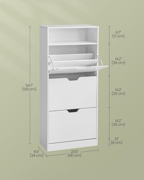 Pantofar White Vasagle 60x24x139 cm