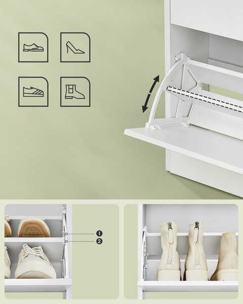 Pantofar White Vasagle 60x24x139 cm