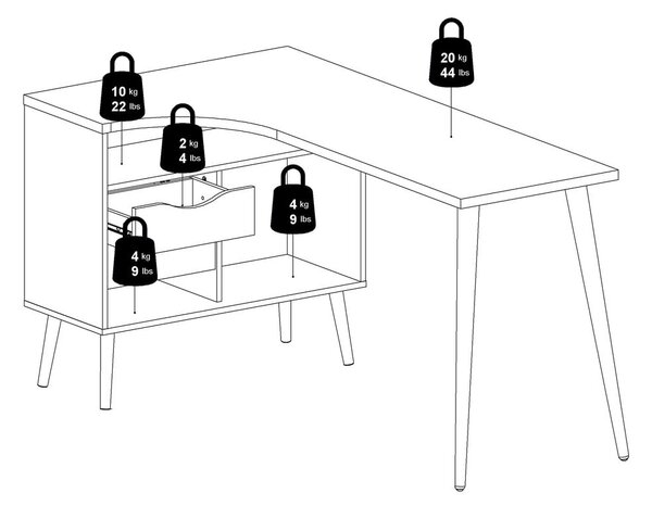 Работна маса от дъб 145x81 cm Oslo - Tvilum