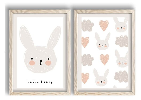 Детски картини в комплект от 2 броя 38x53 cm Hello Bunny - Wallity