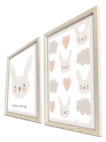 Детски картини в комплект от 2 броя 38x53 cm Hello Bunny - Wallity