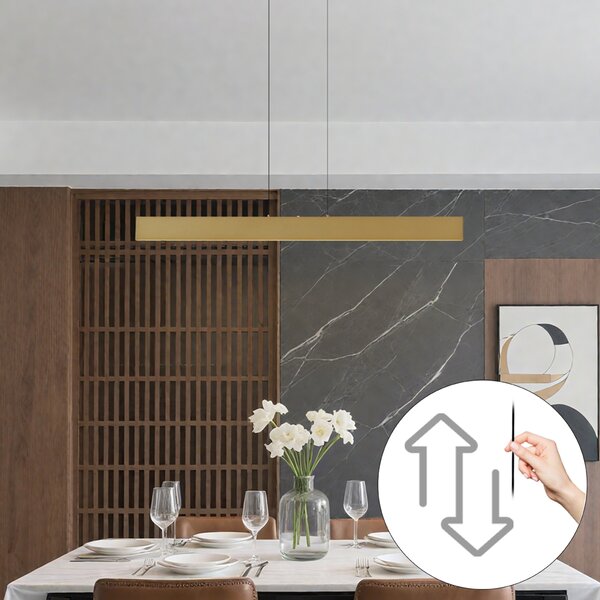 Модерна висяща лампа месинг с LED 3-степенно димиране Easylift - Straight