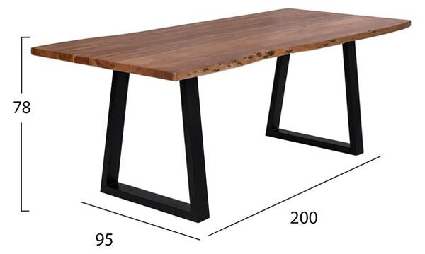 Трапезна маса MONTANA масивна акациева дървесина 200x95x78
