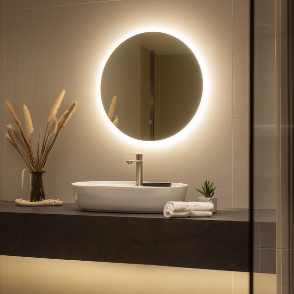 Brilagi - LED огледало за баня LUNA LED/19W/230V Ø 60 cm IP44 CRI 90, димируемо + CCT (регулируема цветна температура)