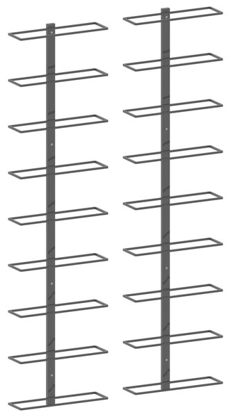 Sonata Стойки за вино за 18 бутилки стенен монтаж 2 бр черни желязо