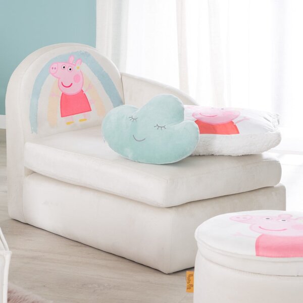 Бял кадифен детски диван 75 cm Peppa Pig – Roba