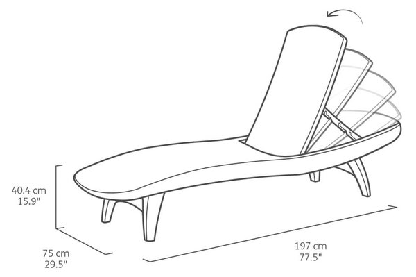 Кафяв пластмасов градински шезлонг Pacific – Keter
