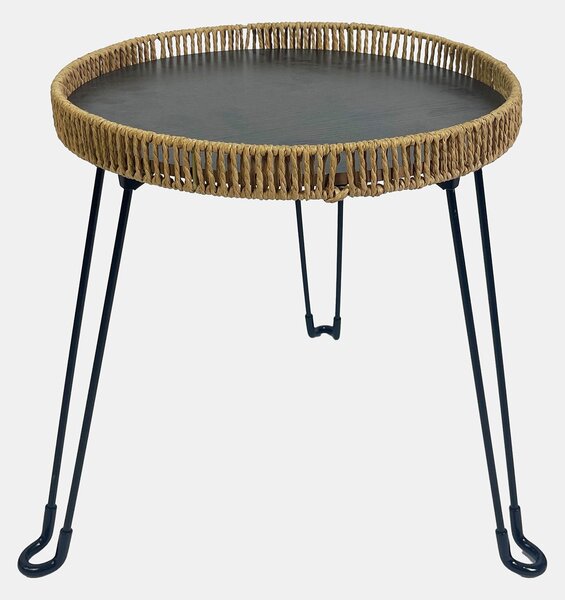 Sinsay - Кръгла масичка с плетен ръб - бежово