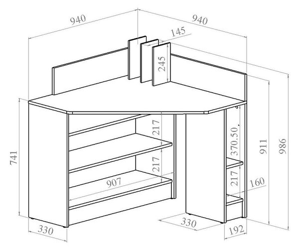 Работна маса с дъбов плот 94x94 cm Wall - TemaHome