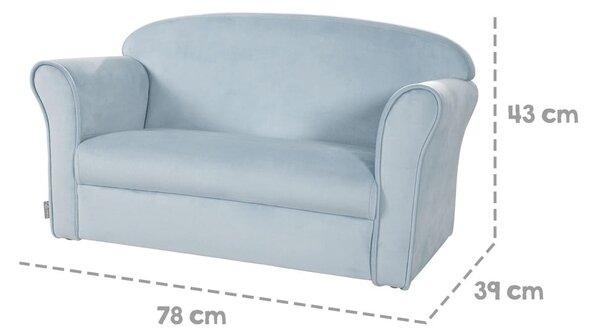 Светлосиньо кадифе, детски диван 78 cm Lil Sofa - Roba