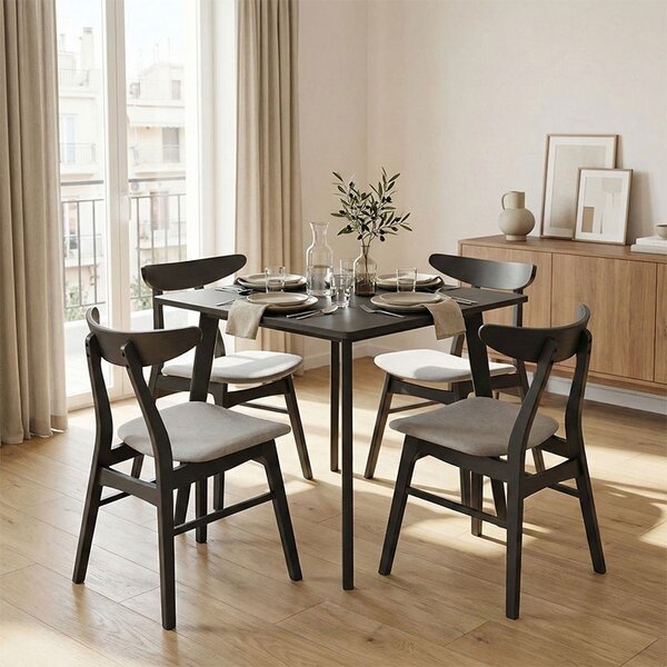 Комплект маса и столове Benson-Orlean 5 части сив рустик 80x80x75 см