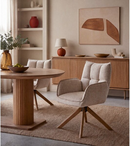 Кремави тапицирани трапезни столове в комплект 2 бр. Marilla – Unique Furniture