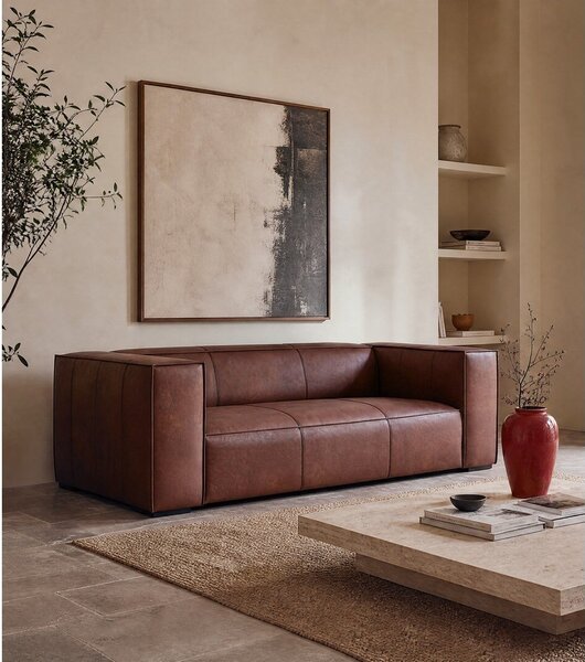 Кафяв кожен диван 227 см Madame - Windsor & Co Sofas