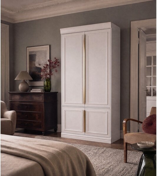 Светлосив гардероб от масивен бор 110x215x44 cm Organize – WOOOD