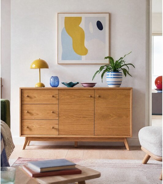Нисък скрин от декор от дъб естествен 149x75 cm Kensal – Woodman