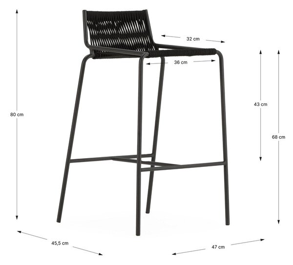 Черен метален бар стол (височина на седалката 65 cm) Emily – Marckeric