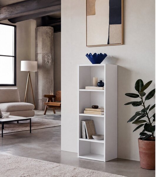 Бяла библиотека 30x106x24 cm Cube – Casa Selección