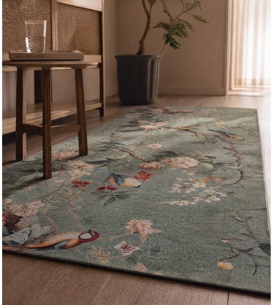 Светлозелена пътека подходяща за пране 52x200 cm Ricci Monet – Universal