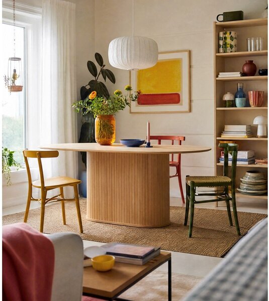 Маса за хранене с дъбов плот 95x180 cm Nola - Unique Furniture
