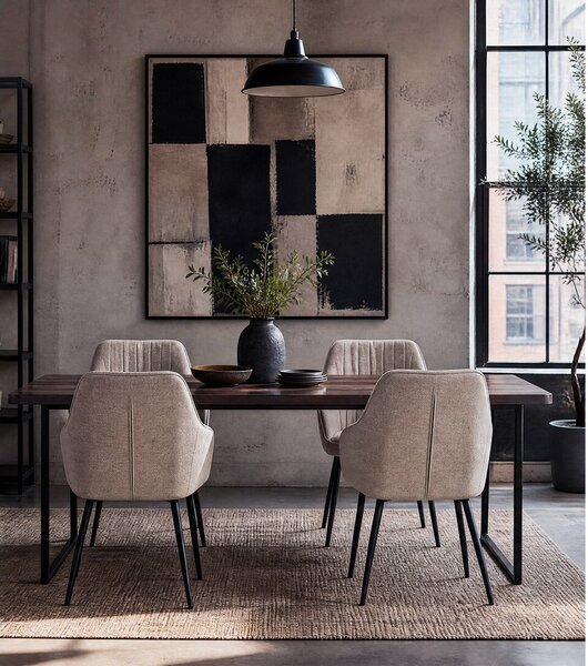 Бежов тапициран трапезен стол с подлакътници Nolan – Unique Furniture
