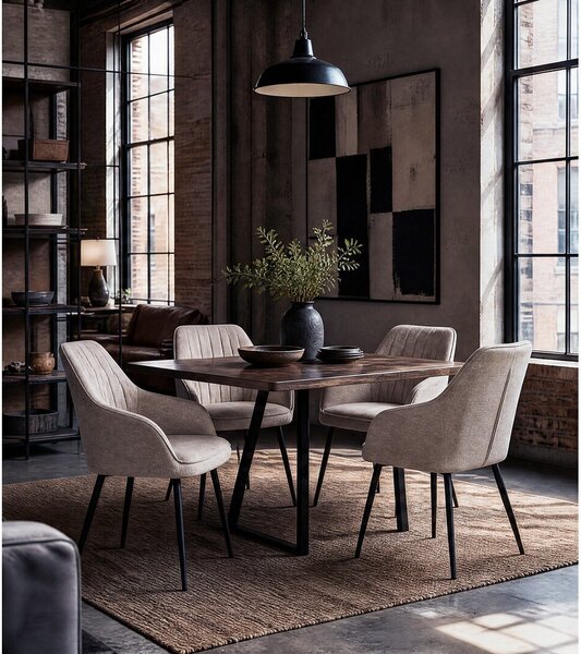 Бежов тапициран трапезен стол с подлакътници Nolan – Unique Furniture