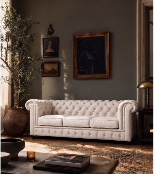 Кремав кадифен диван 230 cm Cambridge - Ropez