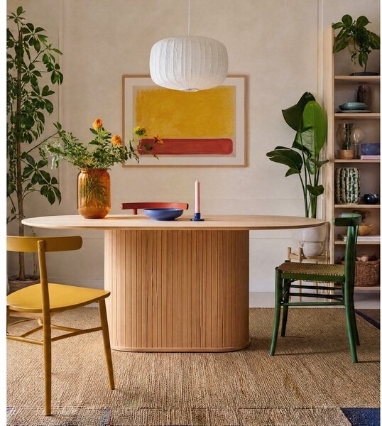 Маса за хранене с дъбов плот 95x180 cm Nola - Unique Furniture