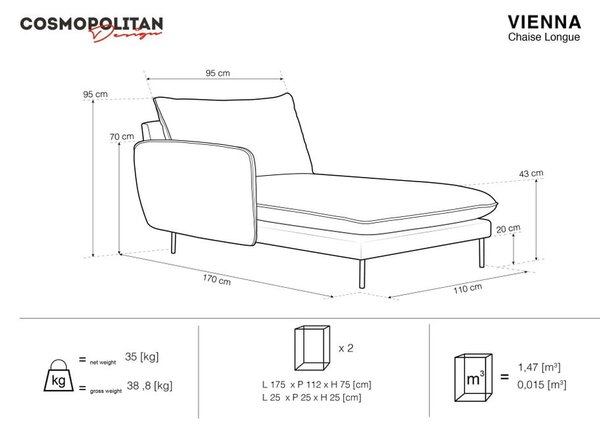 Бежово кадифено кресло за отдих , ляв ъгъл Vienna - Cosmopolitan Design