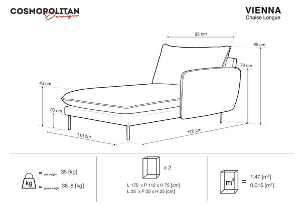 Бежов стол за отдих , десен ъгъл Vienna - Cosmopolitan Design