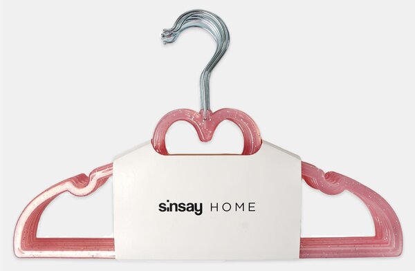 Sinsay - Закачалки с мотив сърце 10 pack - пастелнорозово