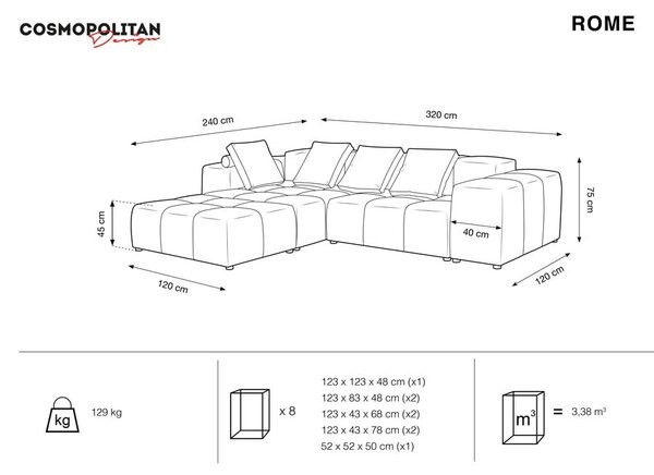 Син ъглов диван (променлива) Rome - Cosmopolitan Design