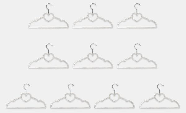 Sinsay - Закачалки с мотив сърце 10 pack - бял