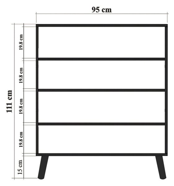 Шкафче от декор от дъб в естествен цвят 95x111 cm Multilux – Kalune Design