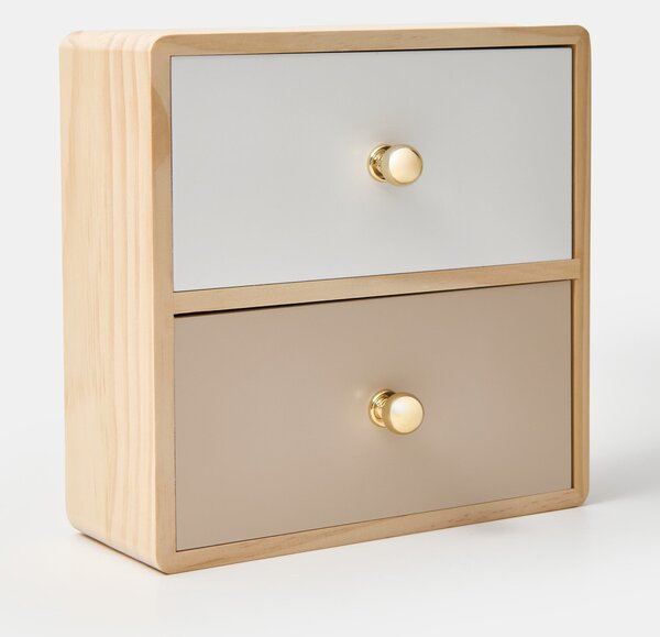 Sinsay - Скрин с две чекмеджета и златни дръжки - бял