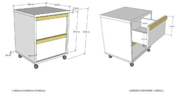 Тъмносиво детско шкафче 48x60 cm London – Vipack