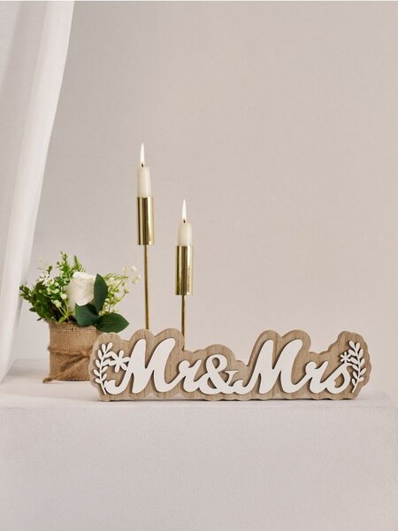 Sinsay - Сватбена декорация с надпис Mr & Mrs - бежово