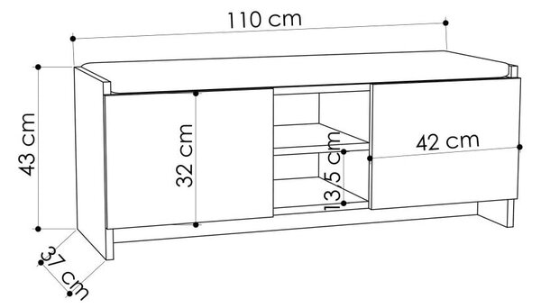 Кафяв шкаф за обувки / пейка Zulla - Homitis
