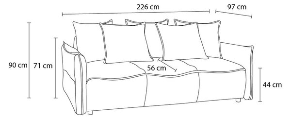 Кремав разтегателен диван 226 cm Leon - Bobochic Paris