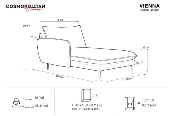 Тъмносив стол за отдих, ляв ъгъл Vienna - Cosmopolitan Design