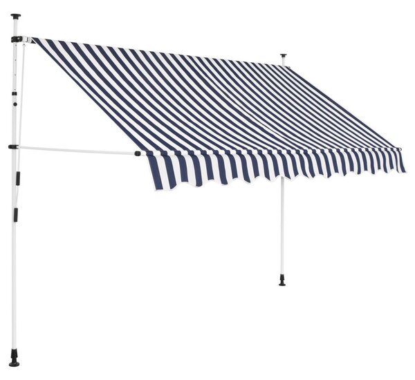 Sonata Ръчно прибиращ се сенник, 300 см, синьо-бели ивици