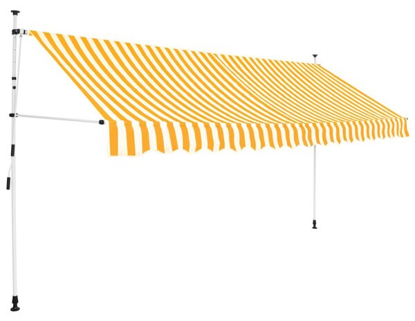 Sonata Ръчно прибиращ се сенник, 350 см, жълти и бели ивици