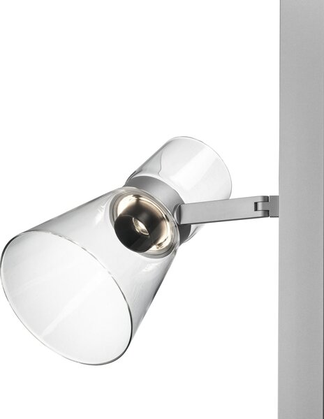 FLOS LED стояща лампа Nocturne F1 Cone, сребриста, с 1 лампа, 206 см, Затъмняване, Металик, Дневна/трапезария, Алуминий, Дизайн