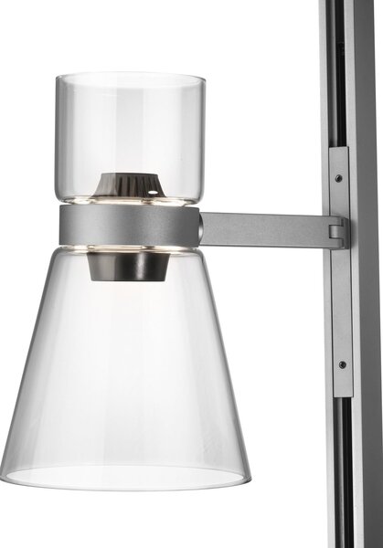 FLOS LED стояща лампа Nocturne F1 Cone, сребриста, с 1 лампа, 206 см, Затъмняване, Металик, Дневна/трапезария, Алуминий, Дизайн