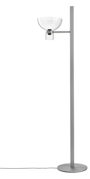 FLOS LED стояща лампа Nocturne F1 Bowl, сребриста, височина 206 см, Затъмняване, Металик, Дневна/трапезария, Алуминий, Дизайн