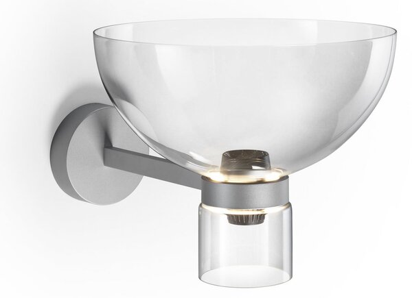 FLOS Стенен LED светилник „Nocturne Bowl“, сребрист, стъклен, с регулиране на, Затъмняване, Металик, Коридор, Алуминий, Дизайн