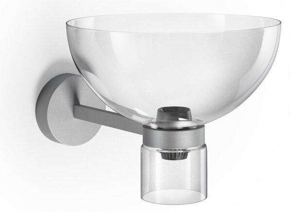 FLOS Стенен LED светилник „Nocturne Bowl“, сребрист, стъклен, с регулиране на, Затъмняване, Металик, Коридор, Алуминий, Дизайн