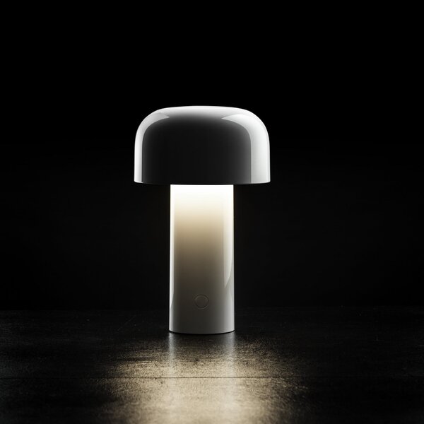 FLOS LED настолна лампа с акумулатор Bellhop, бяла, 21 см, регулиране на, Затъмняване, Бял, Дневна/трапезария, Пластмаса, Дизайн