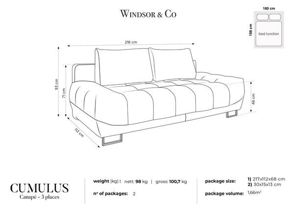 Зелен триместен разтегателен диван Cumulus - Windsor & Co Sofas