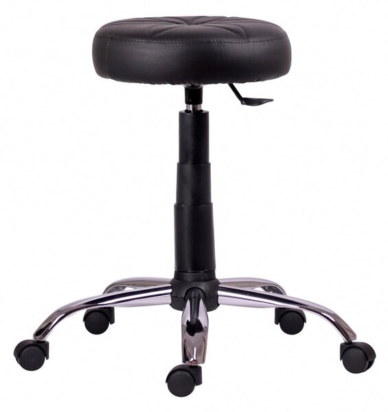 Табуретка Antares HOCKER CR, до 100кг, изкуствена кожа, газов механизъм, хромирана база, черна