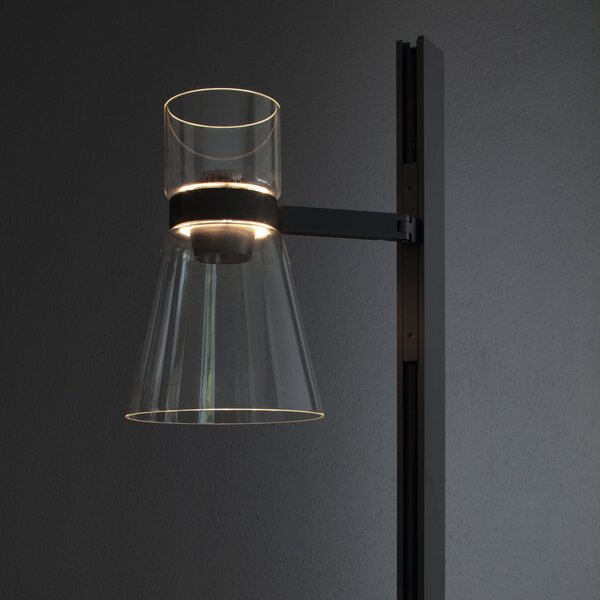 FLOS LED стояща лампа Nocturne F1 Cone, черна, с 1 лампа, 206 см, Затъмняване, Черен, Дневна/трапезария, Алуминий, Дизайн
